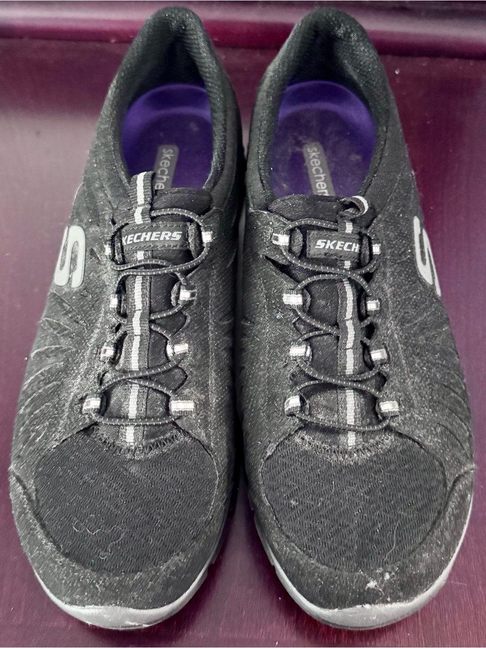 Skechers Black Slip-On Flex Sneakers, Women's Size 10
